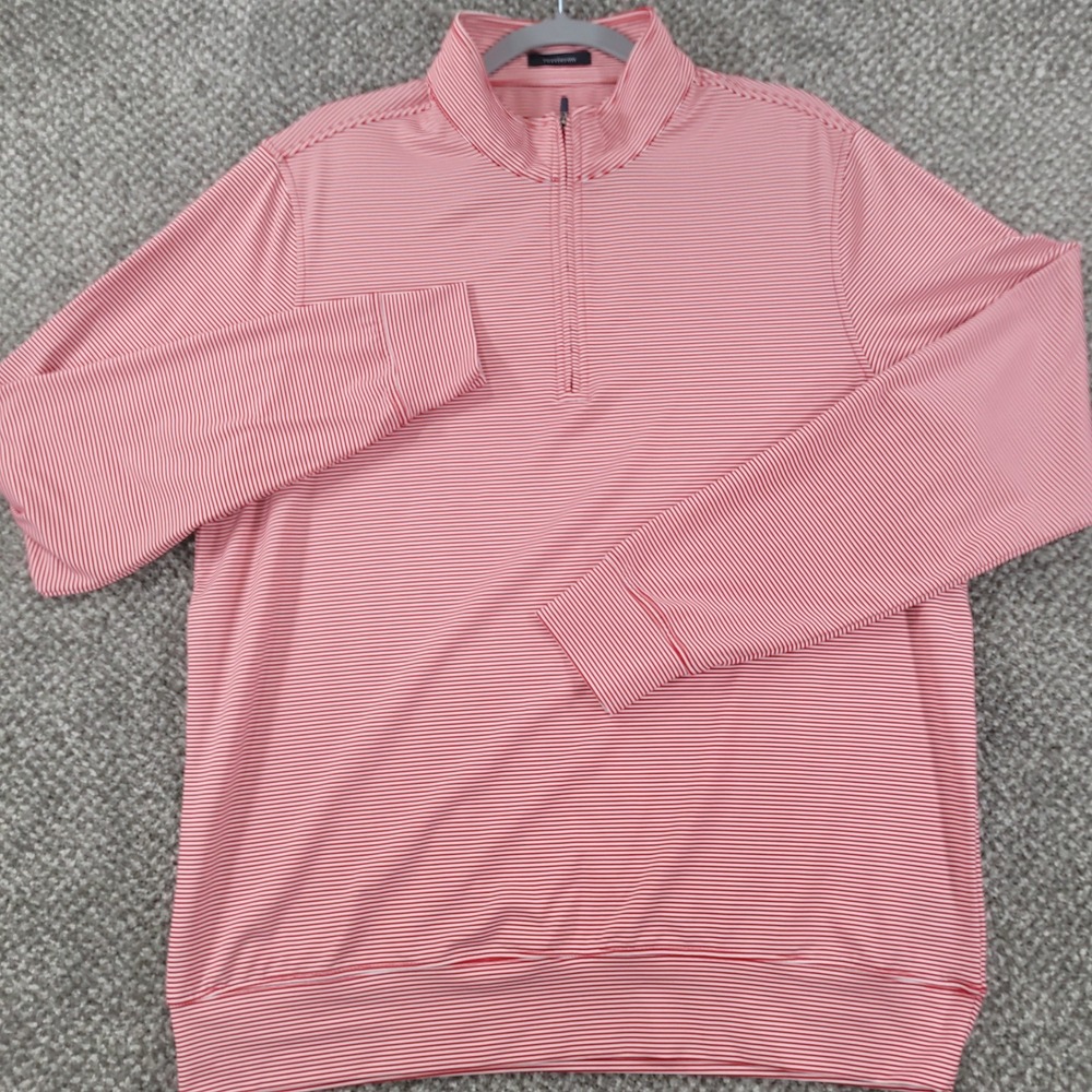 Men's Turtleson Res and White Striped Quarter-Zip